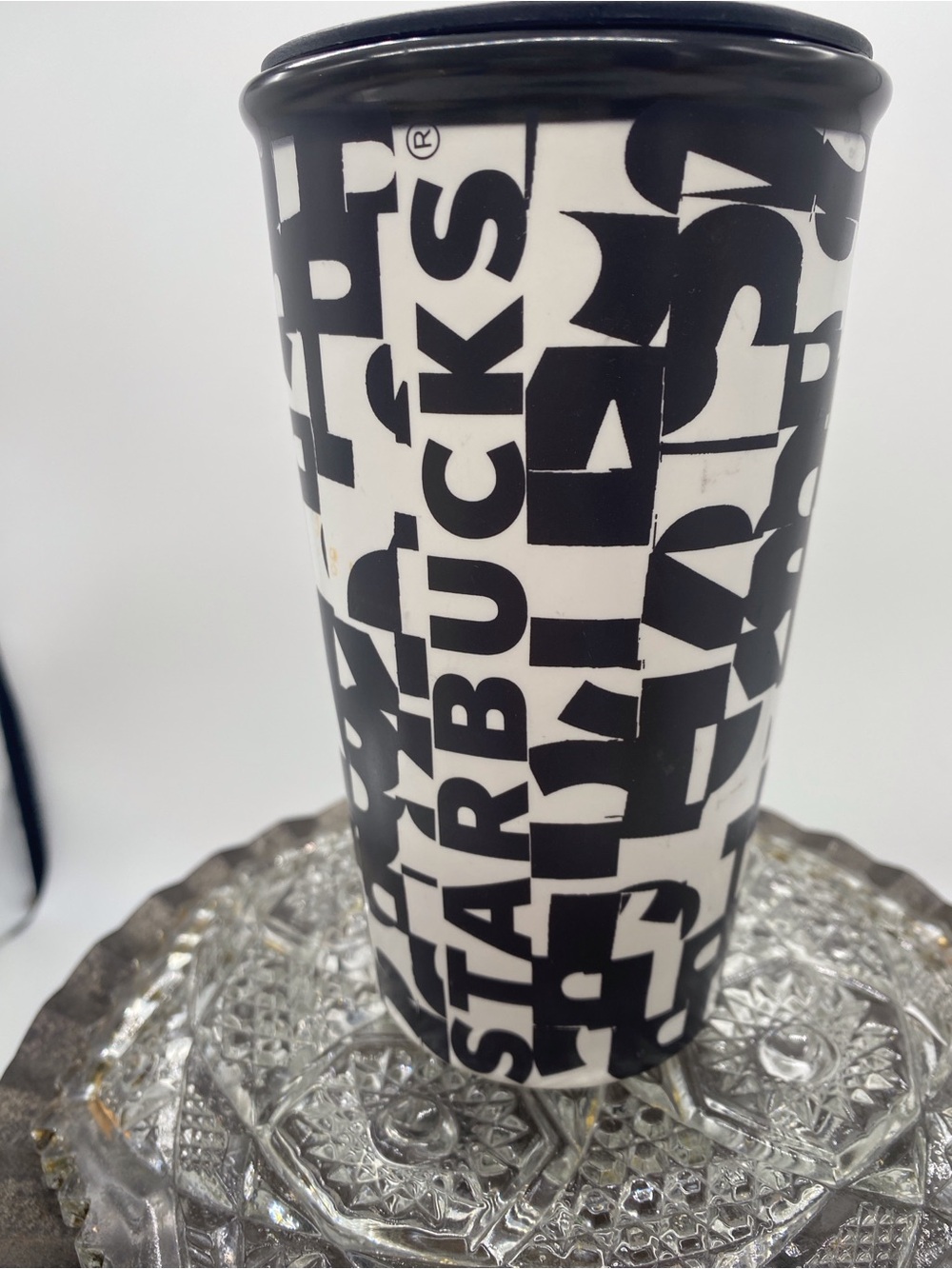 Starbucks Black and White Logo Typography Travel Mug